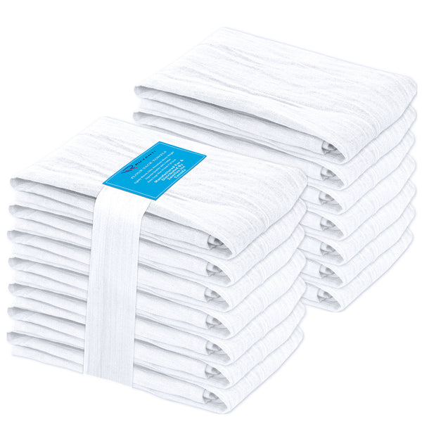100% Ring Spun Cotton Flour Sack Towels by Ruvanti-12 Pack (28x28 Inches)