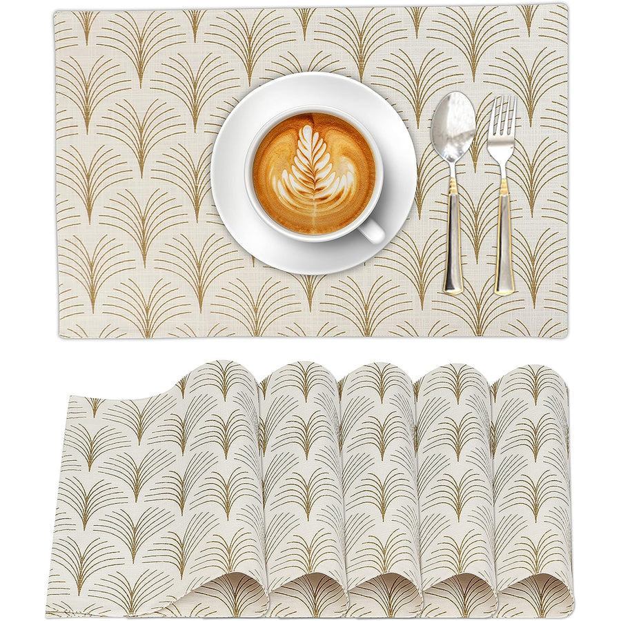 100% Cotton Dining Table Placemats Set of 6 By Ruvanti  (13 x 19 Inch) - Luminous