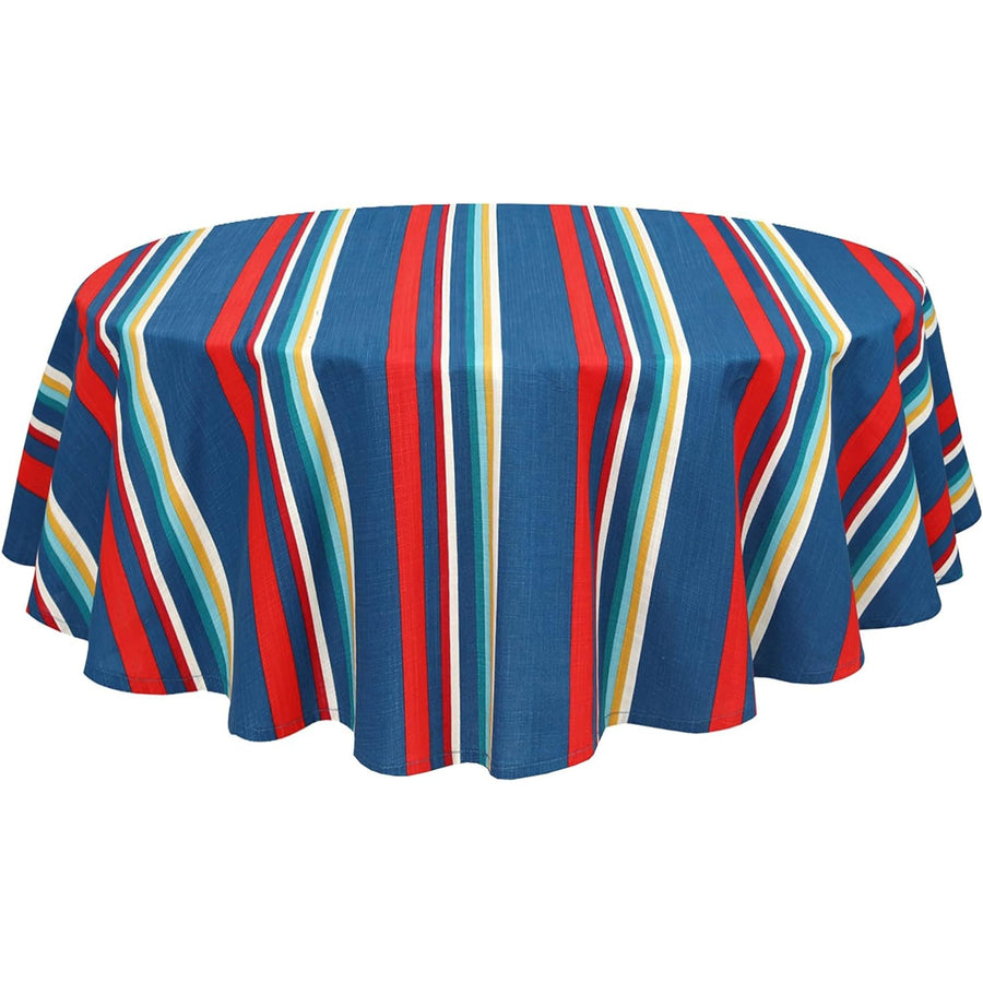 100% Cotton Table Cover Wrinkle Free by Ruvanti (Teal Strip)